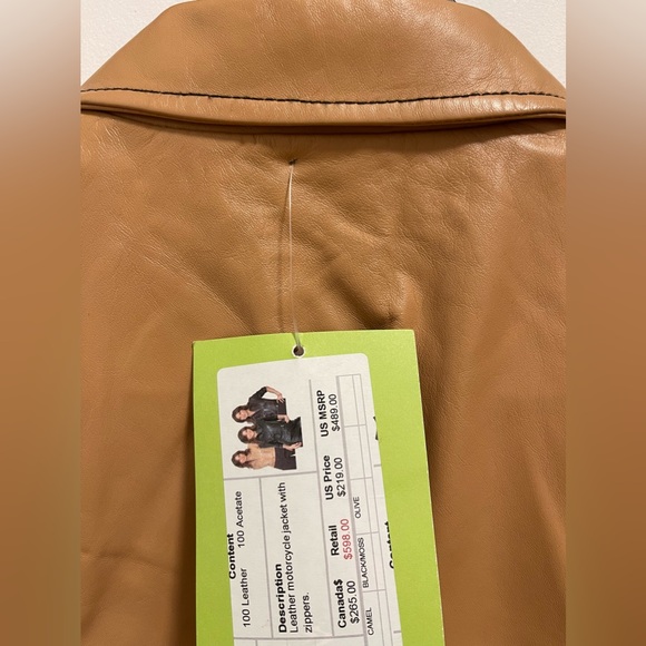 BNWT CITRINE leather motorcycle jacket with zippers - Picture 5 of 7
